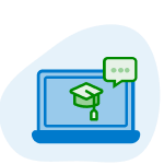 icon illustration of computer with graduation cap