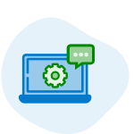 icon illustration of computer with gear icon